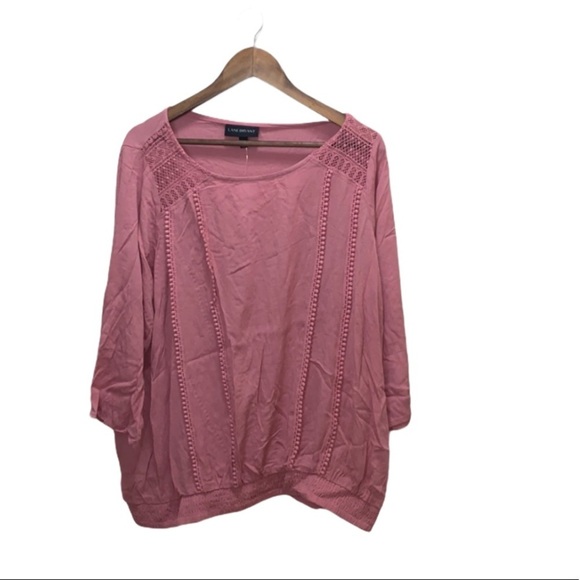 Lane Bryant Tops - NEW Lane Bryant Blush Pink Long Sleeve Lace Top Blouse Womens Plus Size 14/16